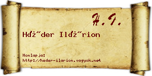 Héder Ilárion névjegykártya